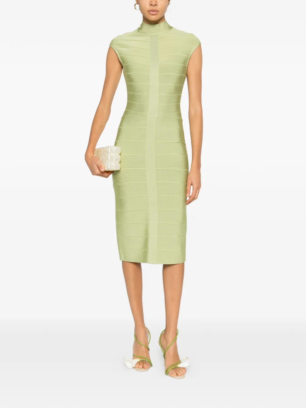 Herve Leger Davina ribbed midi dress - Groen