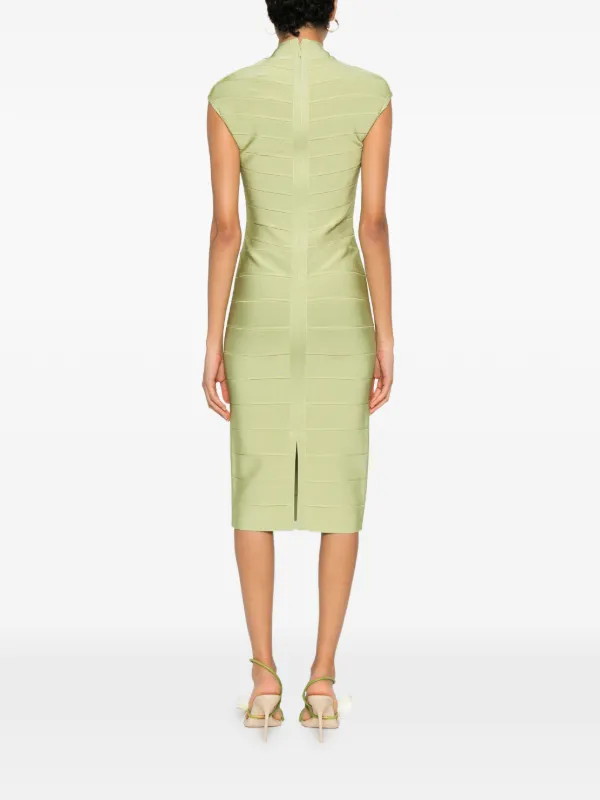 Herve Leger Davina Ribbed Midi Dress - Green