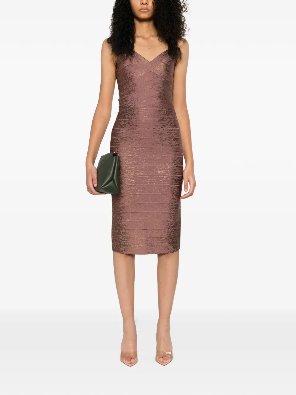 Herve Leger V-neck bandage dress - Roze