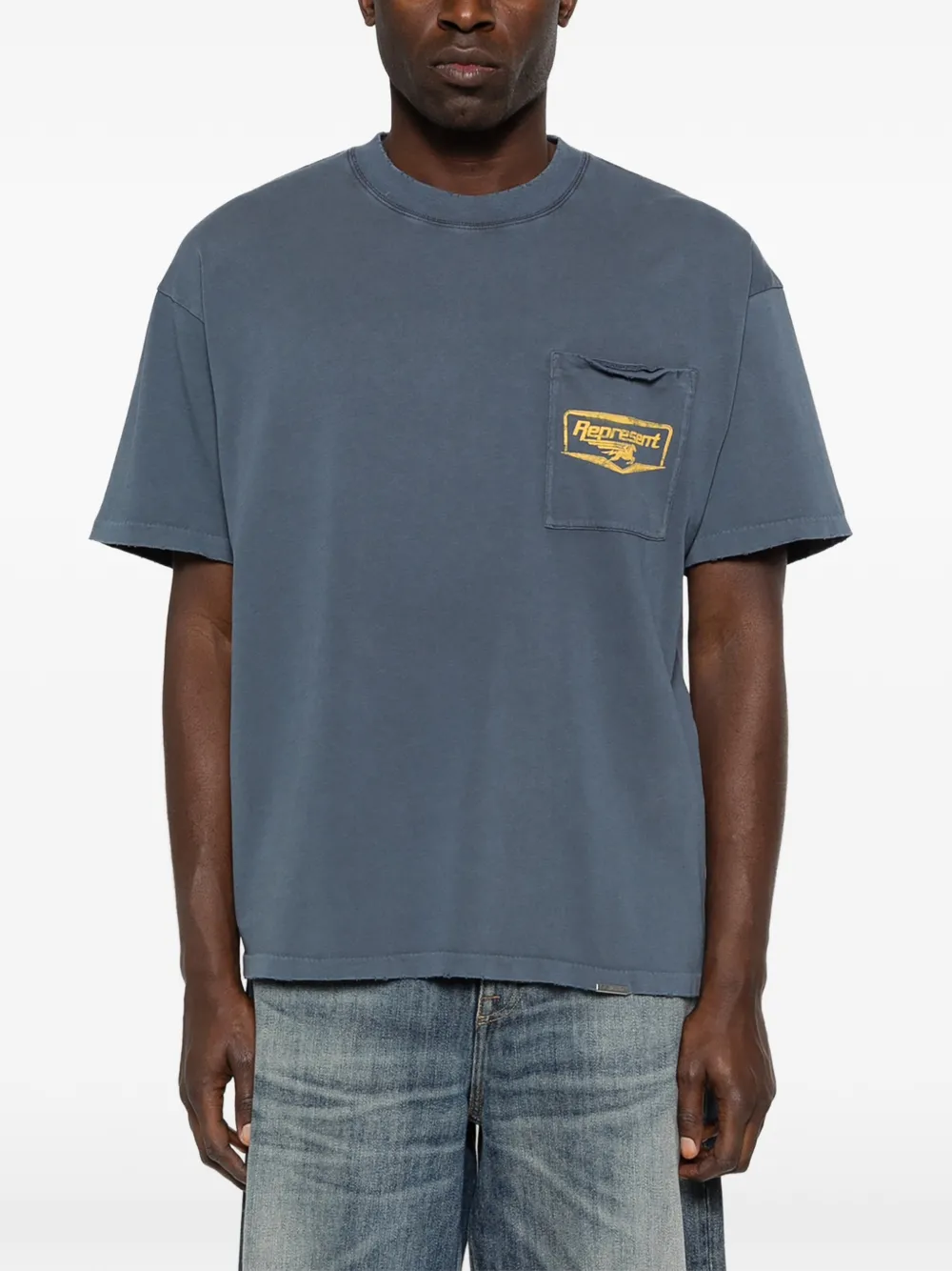 Represent Nothing Faster T-shirt met logoprint Blauw