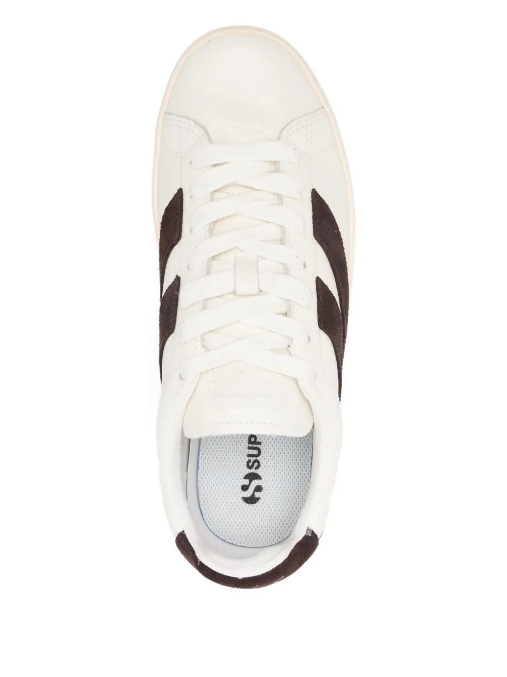Superga leather stripe-detail sneakers Wit