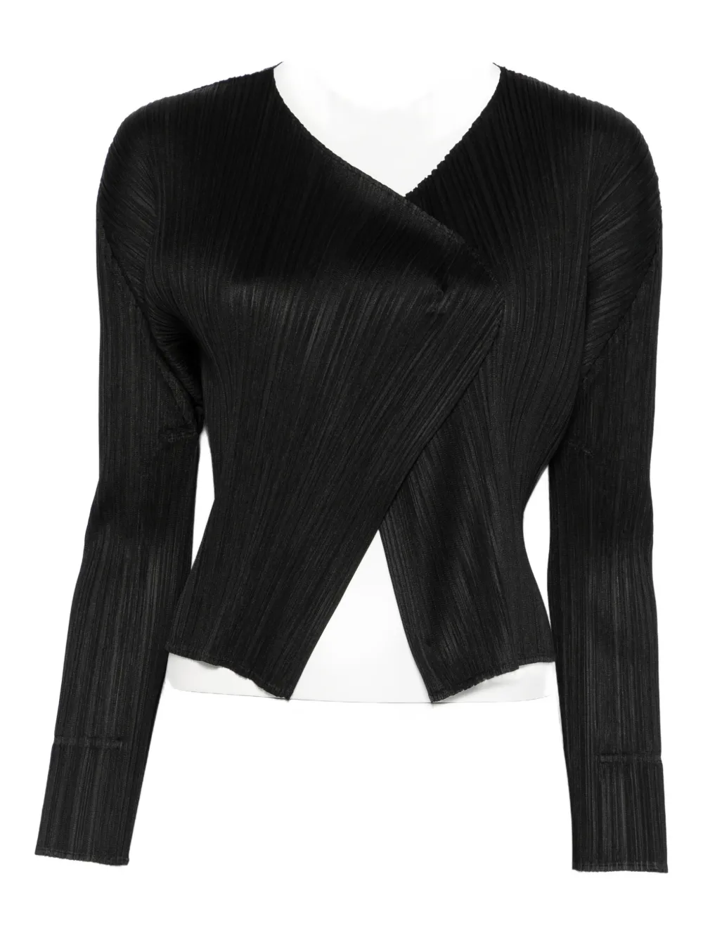 Pleats Please Issey Miyake pleated long-sleeve cardigan - Nero