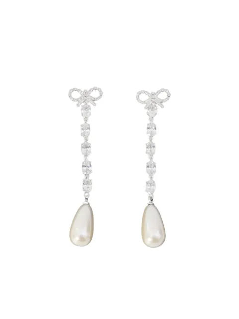 Self-Portrait bow droplet earrings