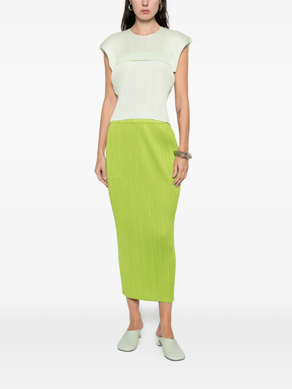 Issey Miyake Pleated Mid Skirt In Animal Print