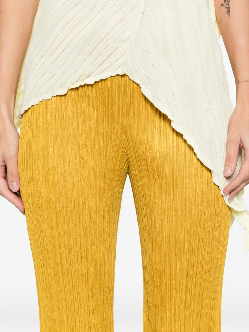 Pleats Please Issey Miyake Straight plooibroek Geel