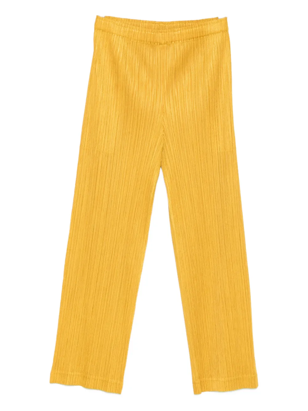 Issey Miyake Pleated Straight Trousers In Yellow