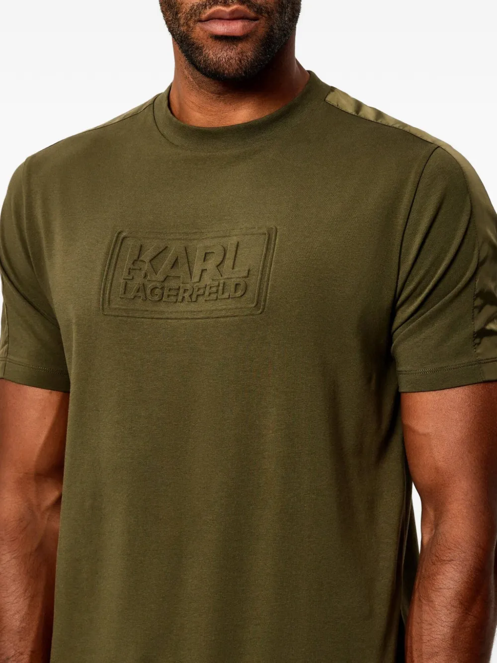 Karl Lagerfeld Embossed Panel T-shirt In Green