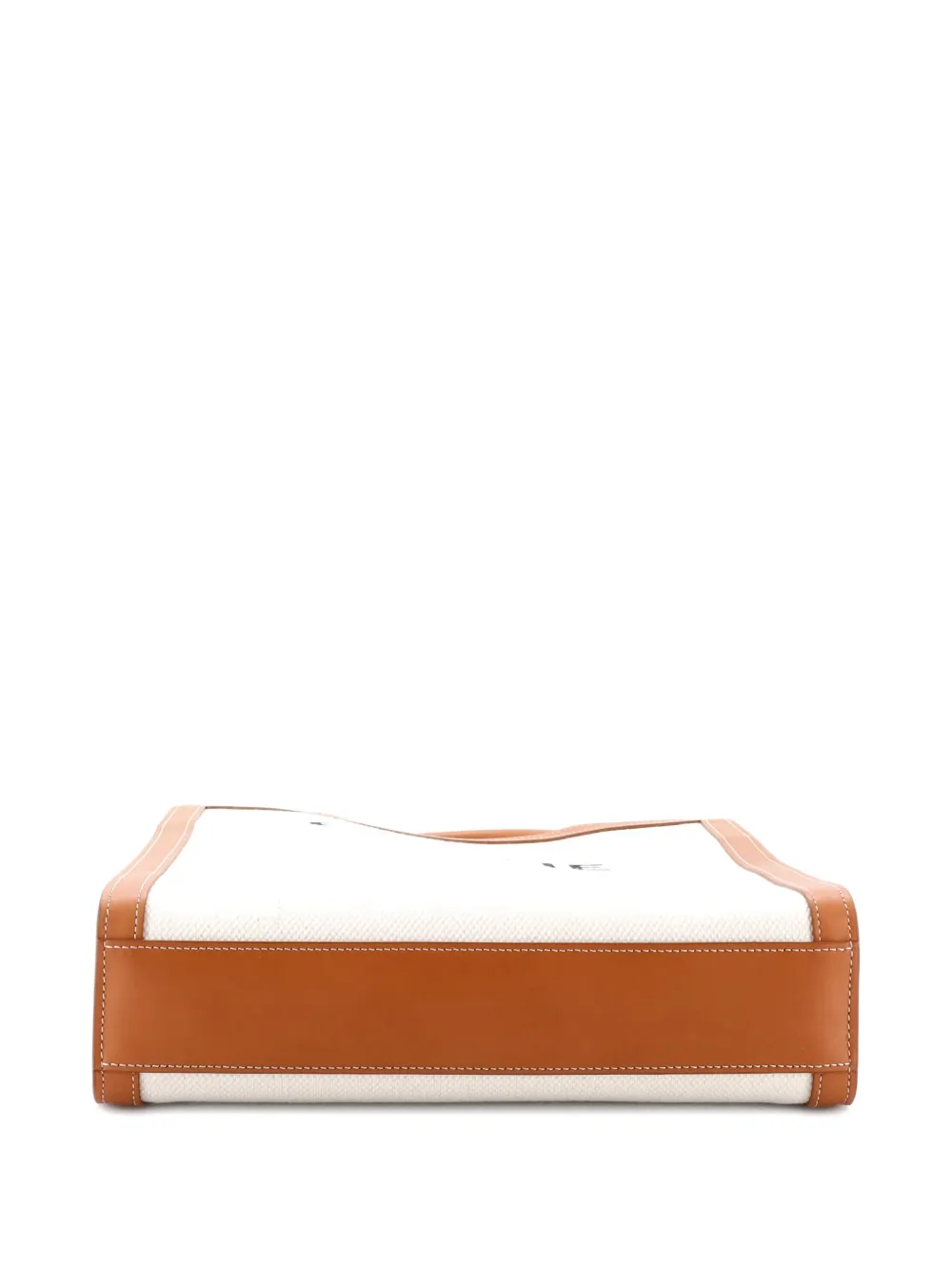 Pre-owned Celine Vertical Cabas Canvas With Leather Small Tote Bag In Brown