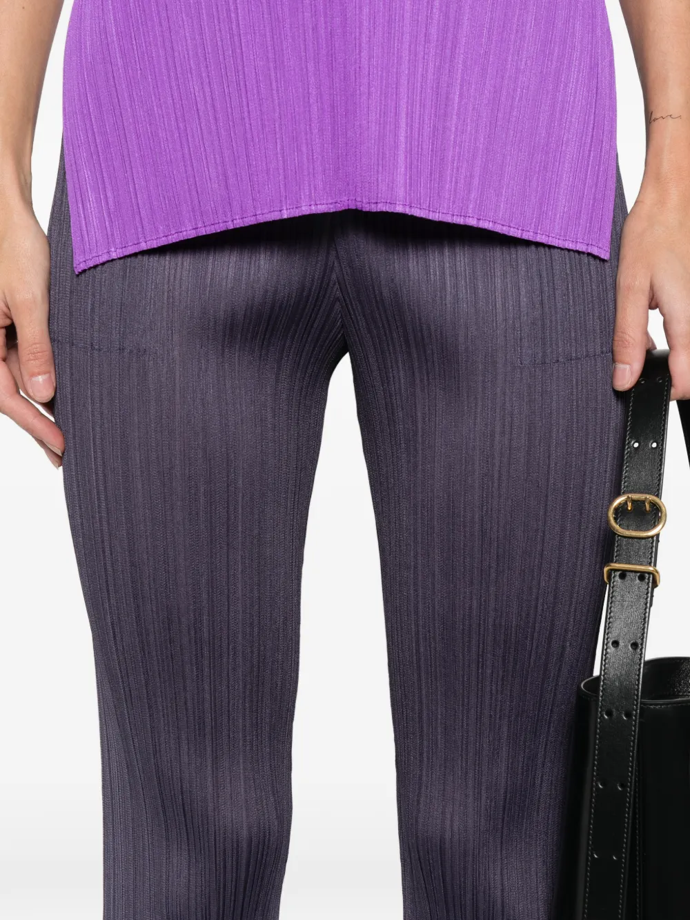 Pleats Please Issey Miyake Plooibroek met split Grijs