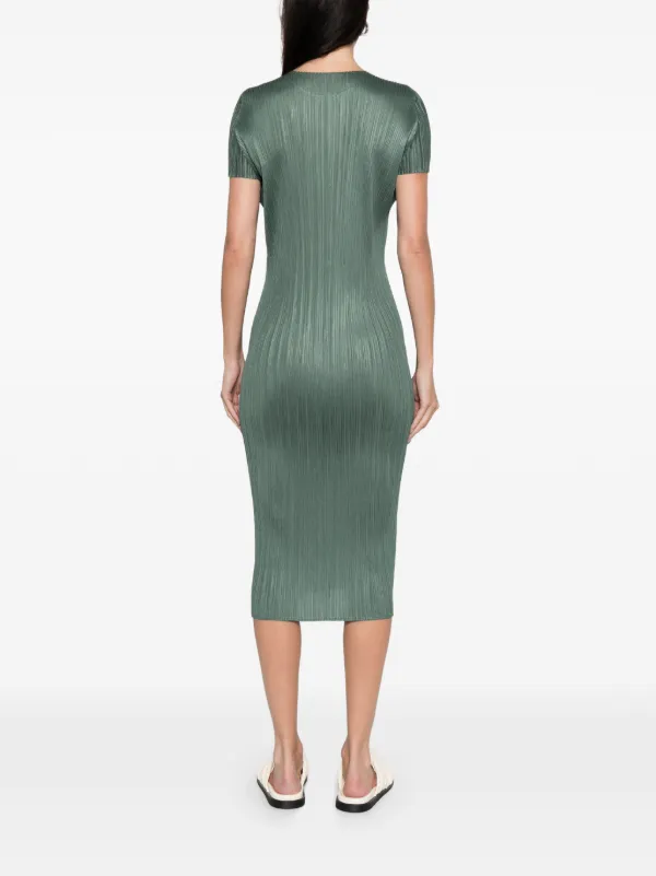Pleats Please Issey Miyake Pleated short-sleeve Dress | Green | FARFETCH Pleats Please Issey Miyake Pleated short-sleeve Dress | Green | FARFETCH