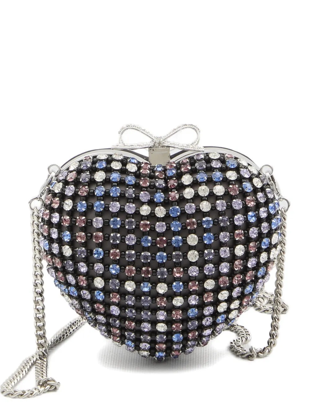 Self-portrait Crystal-embellished Heart Clutch Bag In Multi