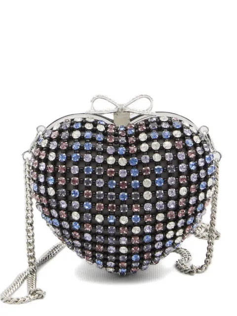 Self-Portrait crystal-embellished heart clutch bag