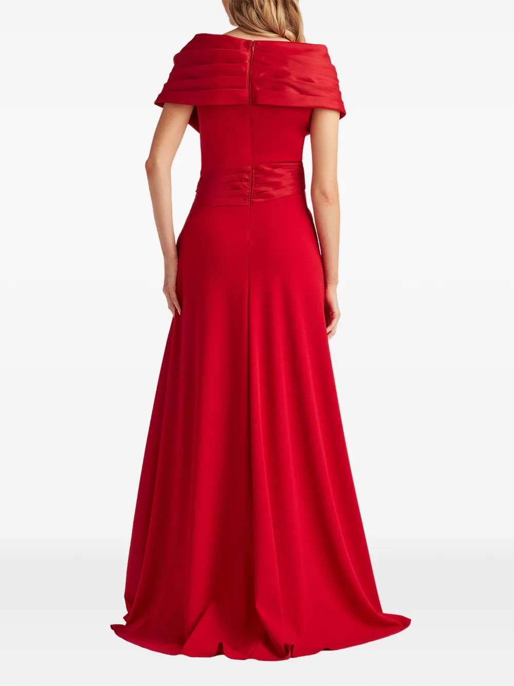 Tadashi Shoji Pleated Draped Gown In Red