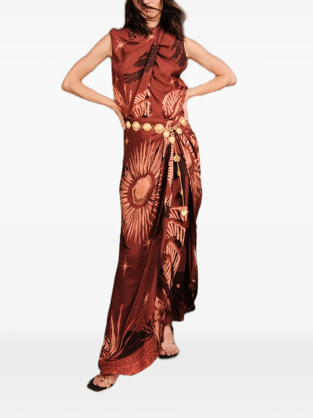 Johanna Ortiz Dance Floor Printed Maxi Skirt In Brown