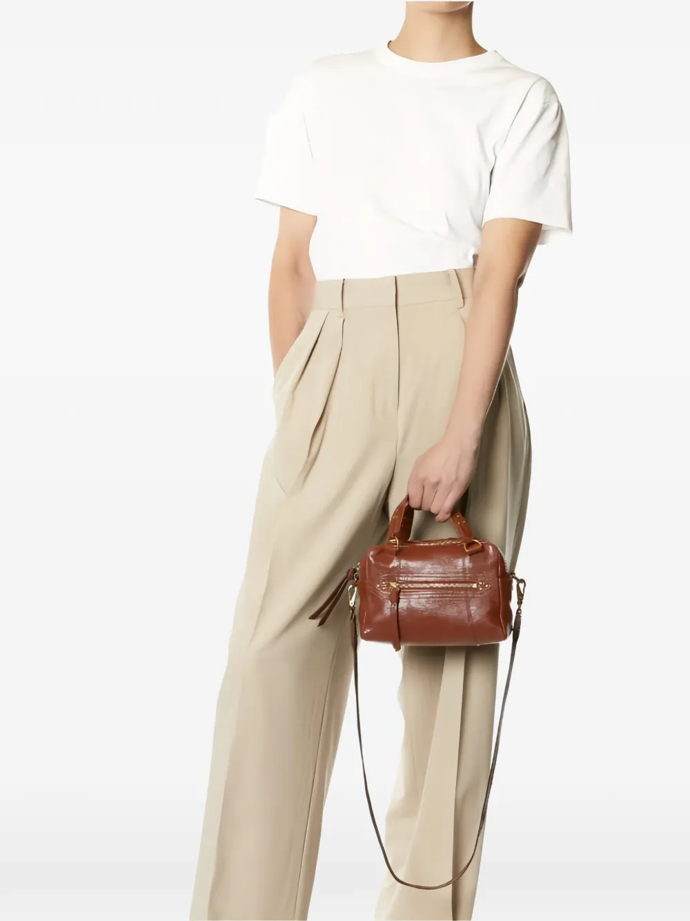 Jérôme Dreyfuss Mini Lucky Zip Bowling Tote Bag In Brown