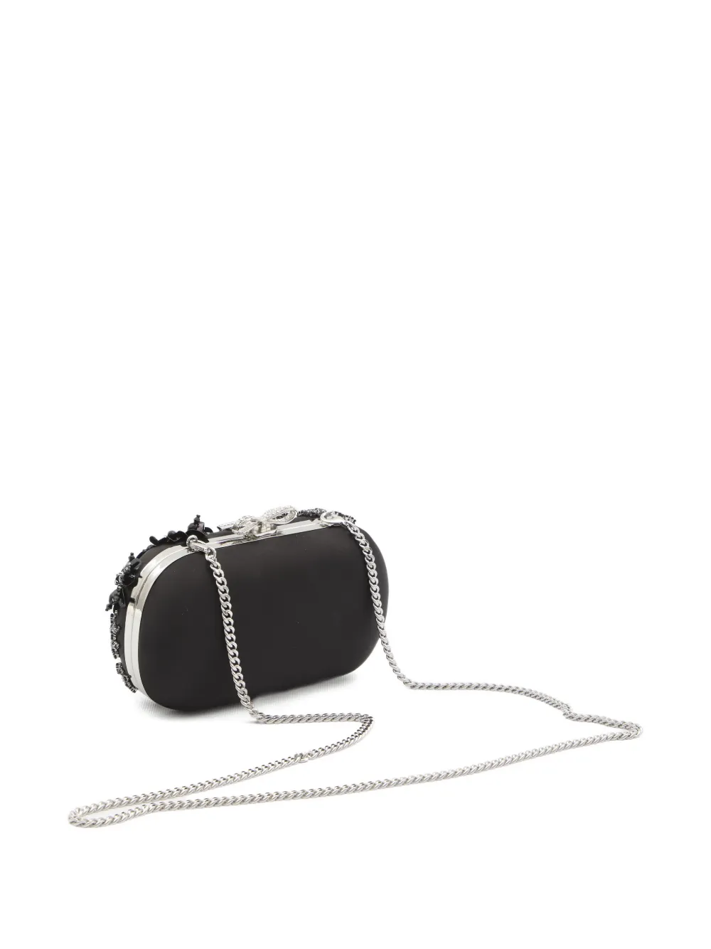 Self-portrait Floral Crystal Clutch Bag In Black