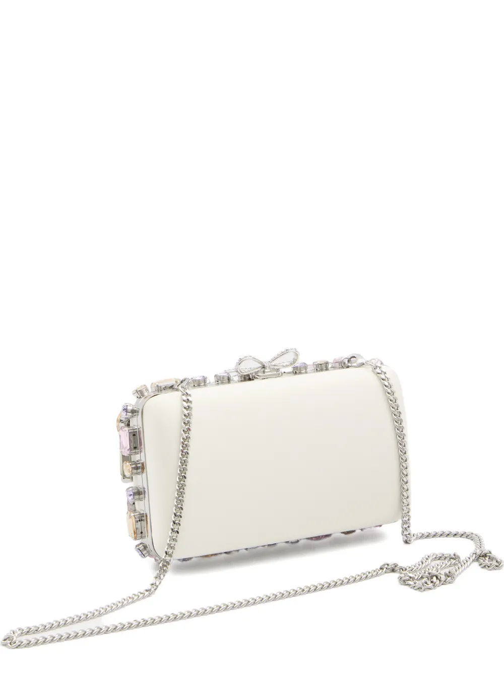 Self-portrait Crystal-embellished Clutch Bag In White