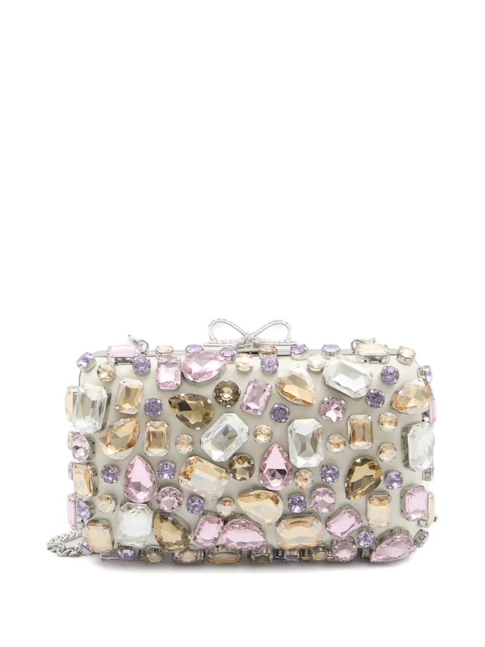 Self-portrait Crystal-embellished Clutch Bag In White