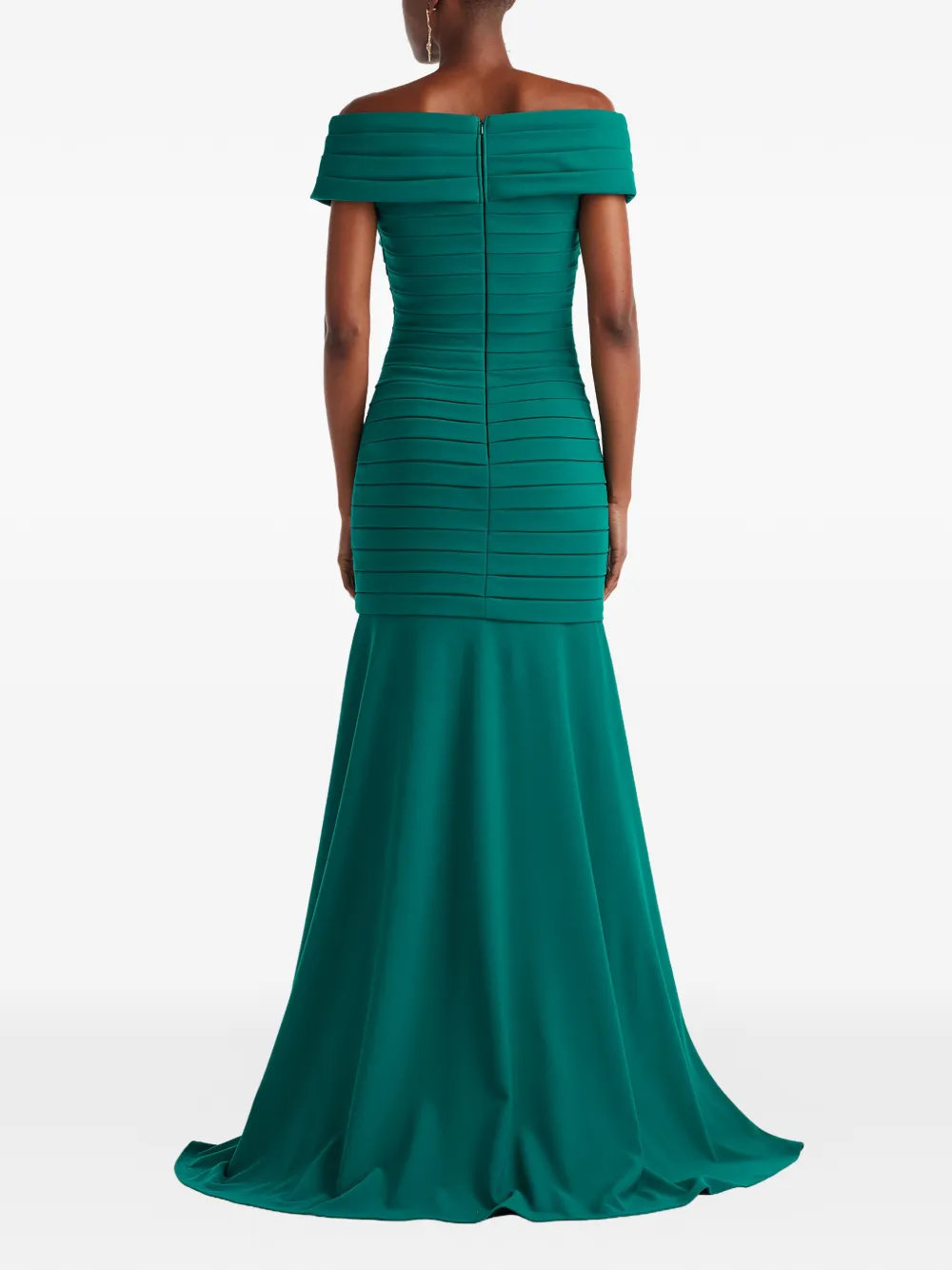 Tadashi Shoji Off-shoulder plooi-jurk Groen