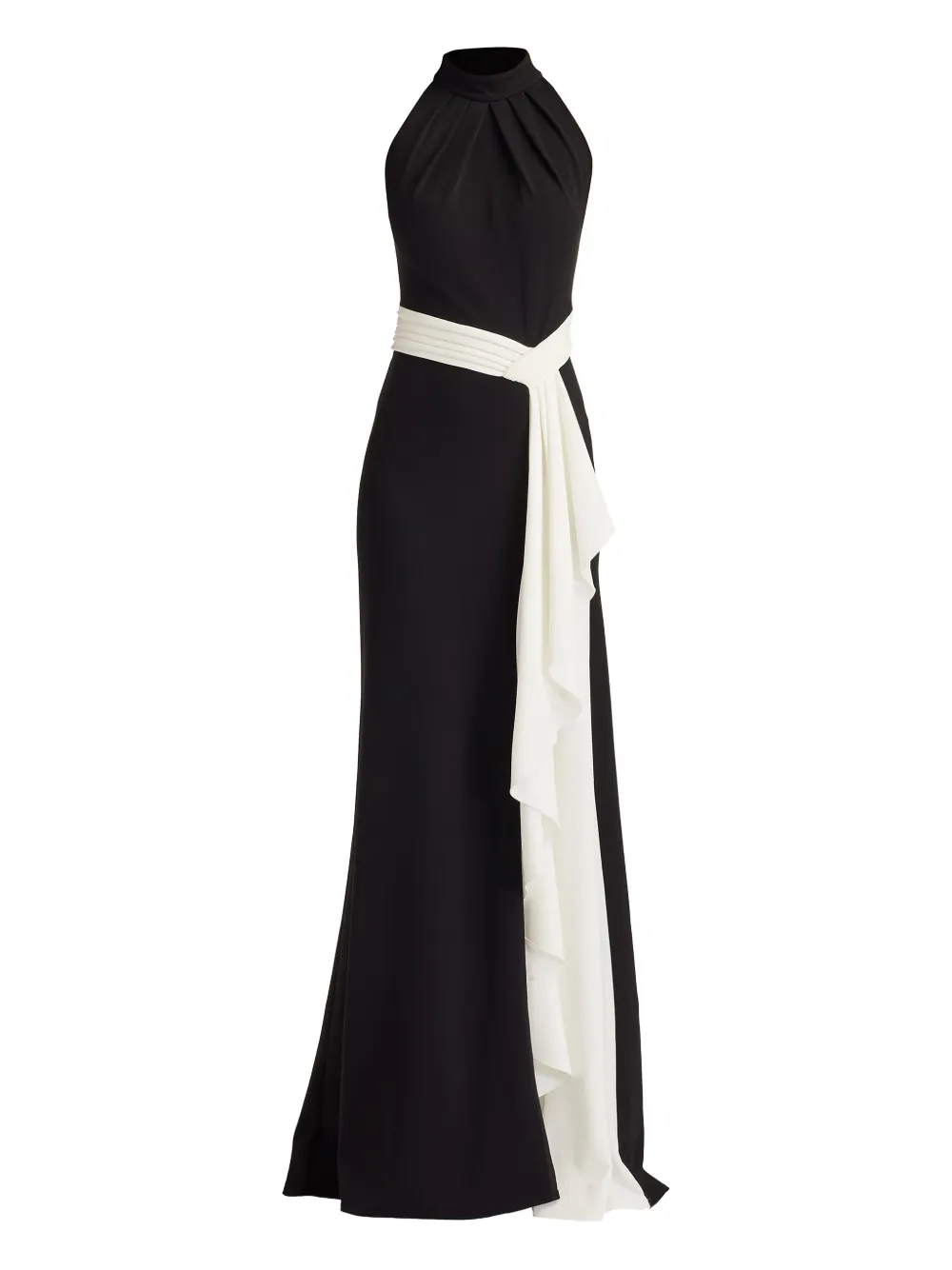 Tadashi Shoji robe longue drapée à dos nu | noir | Image 1