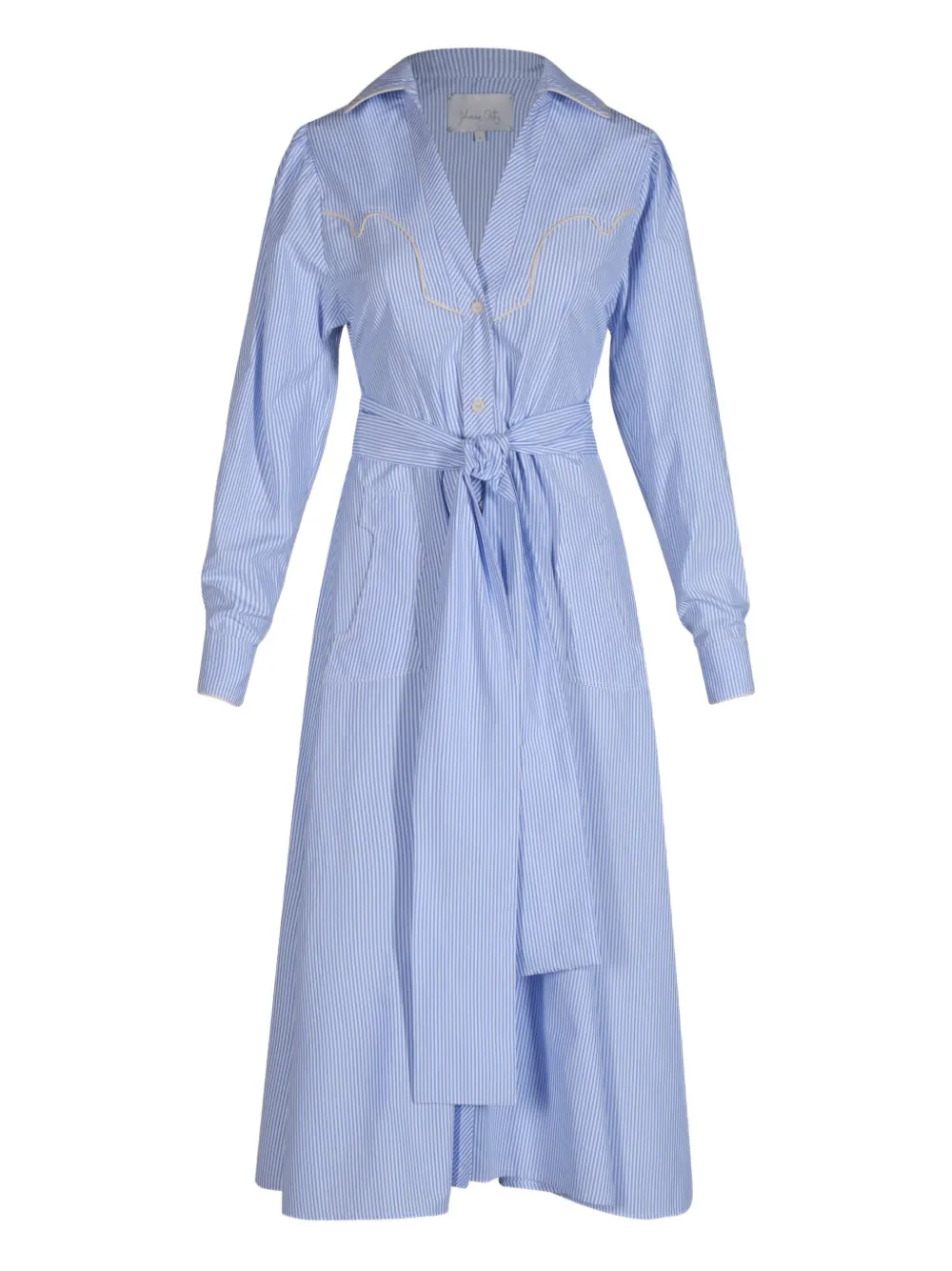 Johanna Ortiz Vela De Cruz Striped Midi Dress In Blue