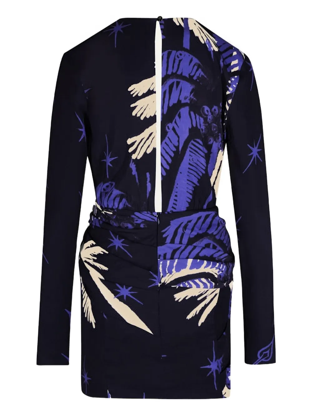Johanna Ortiz Gangaway Long-sleeve Printed Mini Dress In Blue