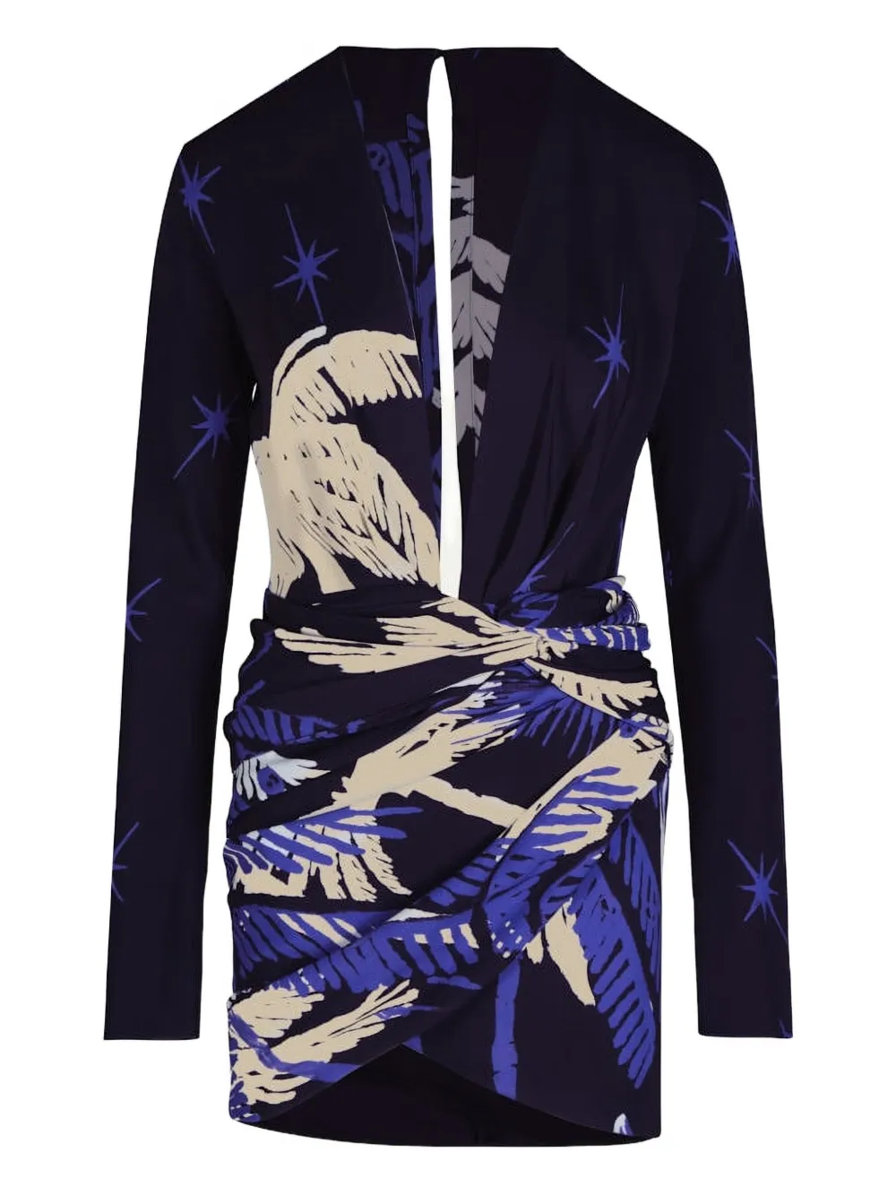 Johanna Ortiz Gangaway Long-sleeve Printed Mini Dress In Blue