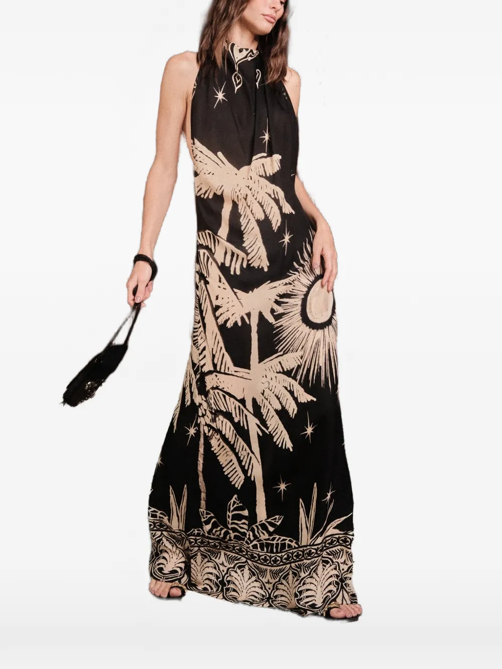 Johanna Ortiz Musical Flower Printed Maxi Dress In Black