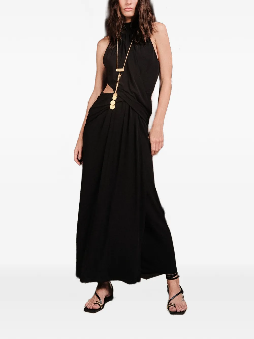 Johanna Ortiz Retro Drape Maxi Dress In Black