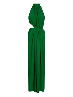 silvia tcherassi rowan gathered satin maxi dress Silvia Tcherassi Rowan Satin Halterneck Maxi Dress
