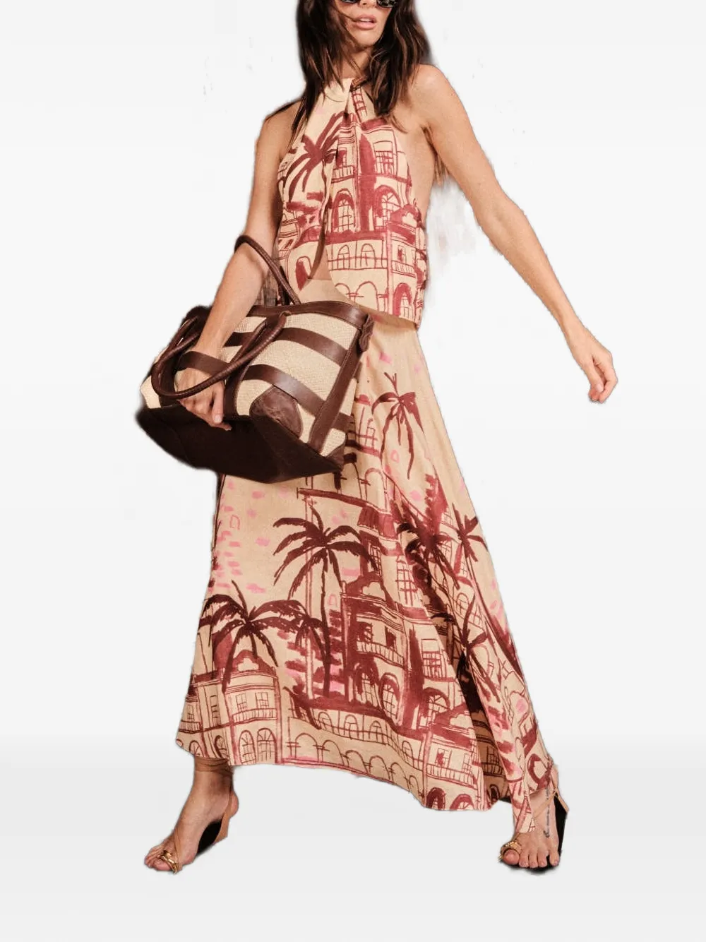 Johanna Ortiz Steps Of Joy Printed Midi Skirt In Multi