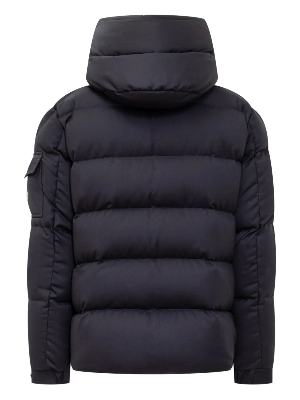 Moncler Maya 70 donsjack met paspelzak en capuchon Blauw