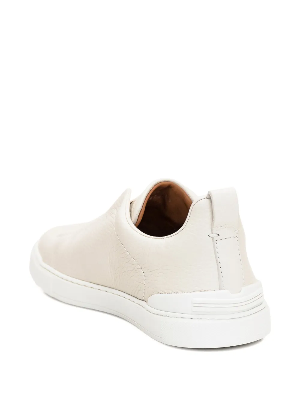 Zegna Leren sneakers met stiksels Beige