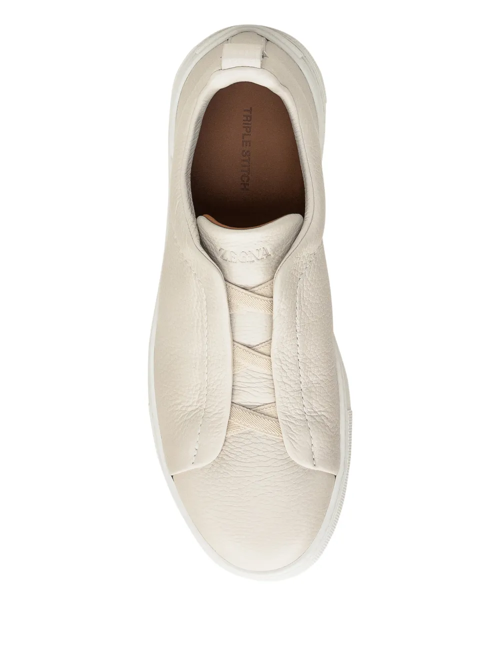 Zegna Leren sneakers met stiksels Beige