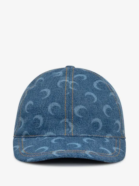 Marine Serre gorra de béisbol de mezclilla con estampado Moon