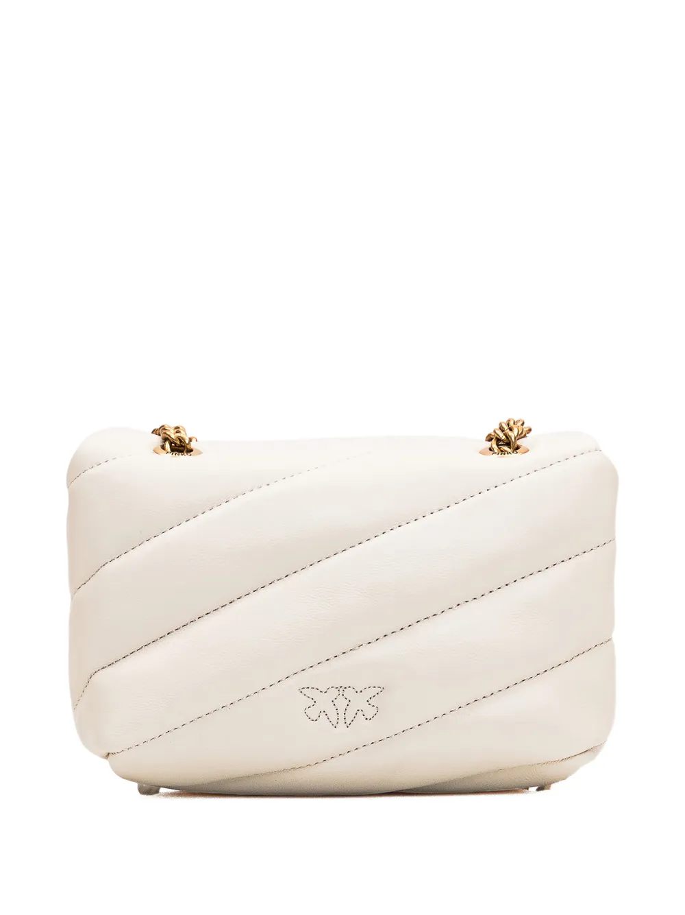 PINKO Love Birds gewatteerde schoudertas met gesp - Wit