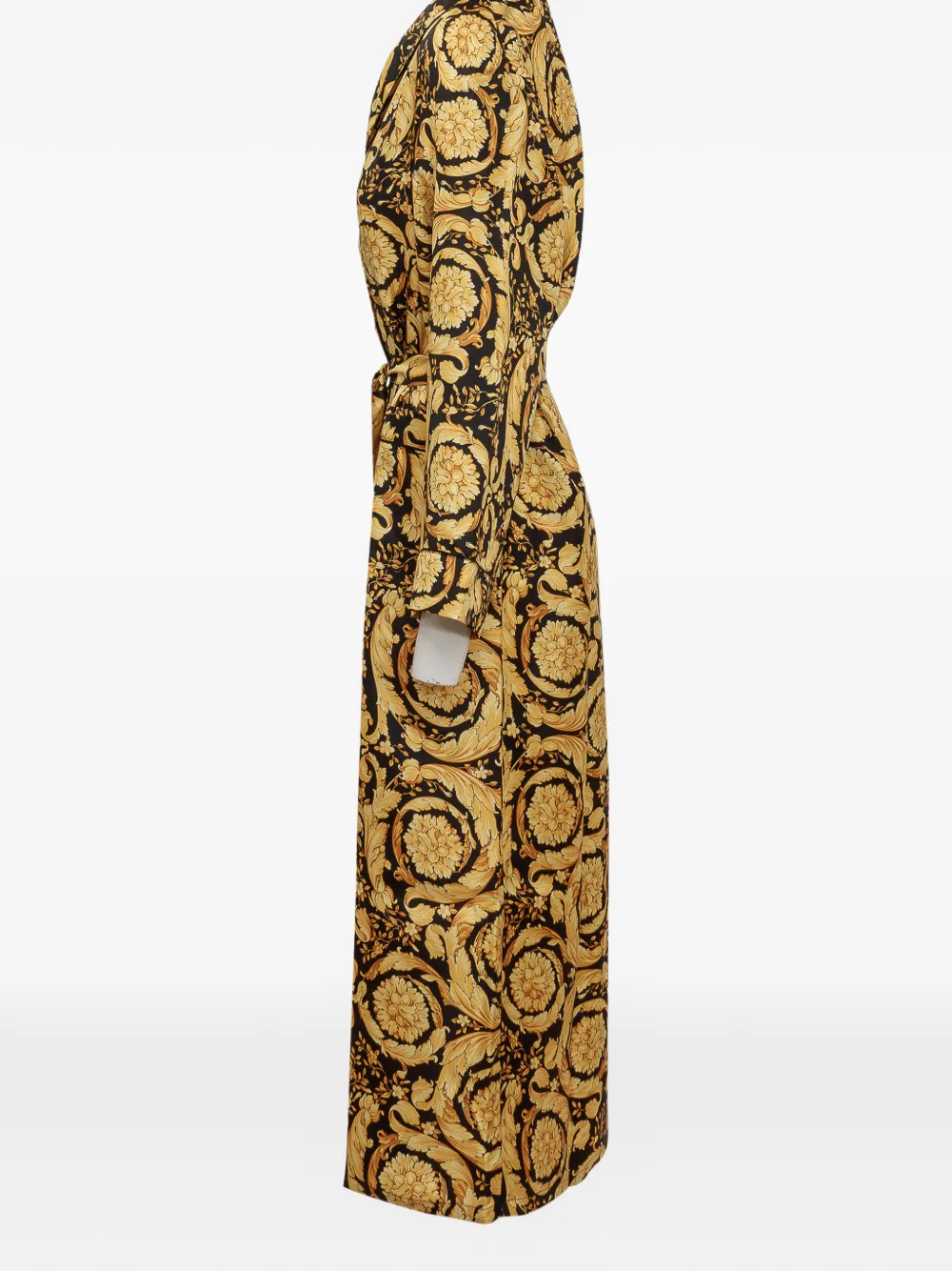 Versace Barocco-print Midi Dress In Black