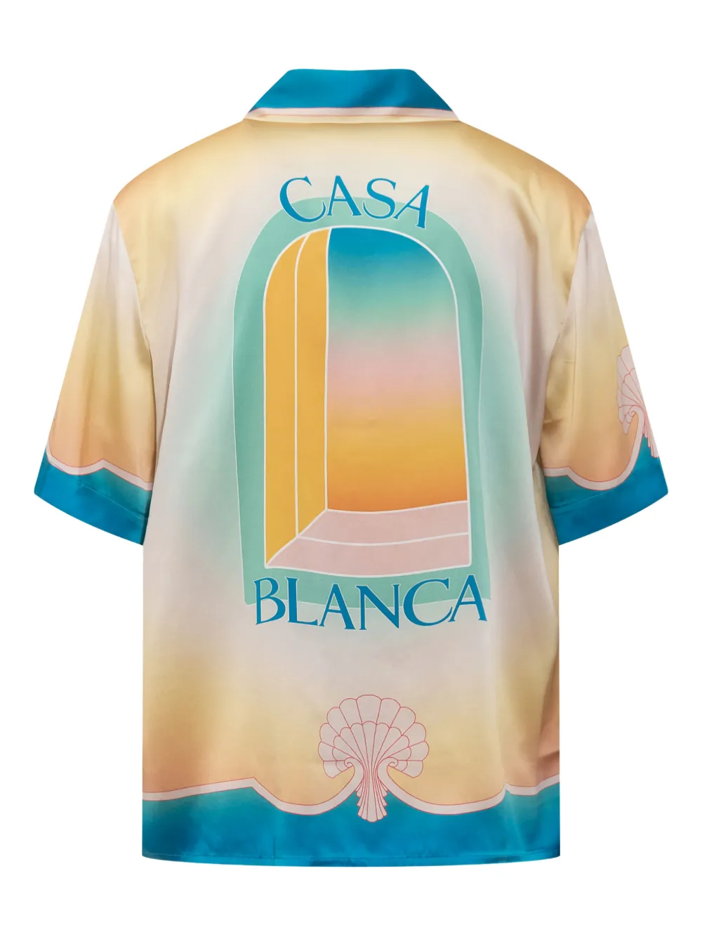 Casablanca Satijnen overhemd met Cubaanse kraag - Beige