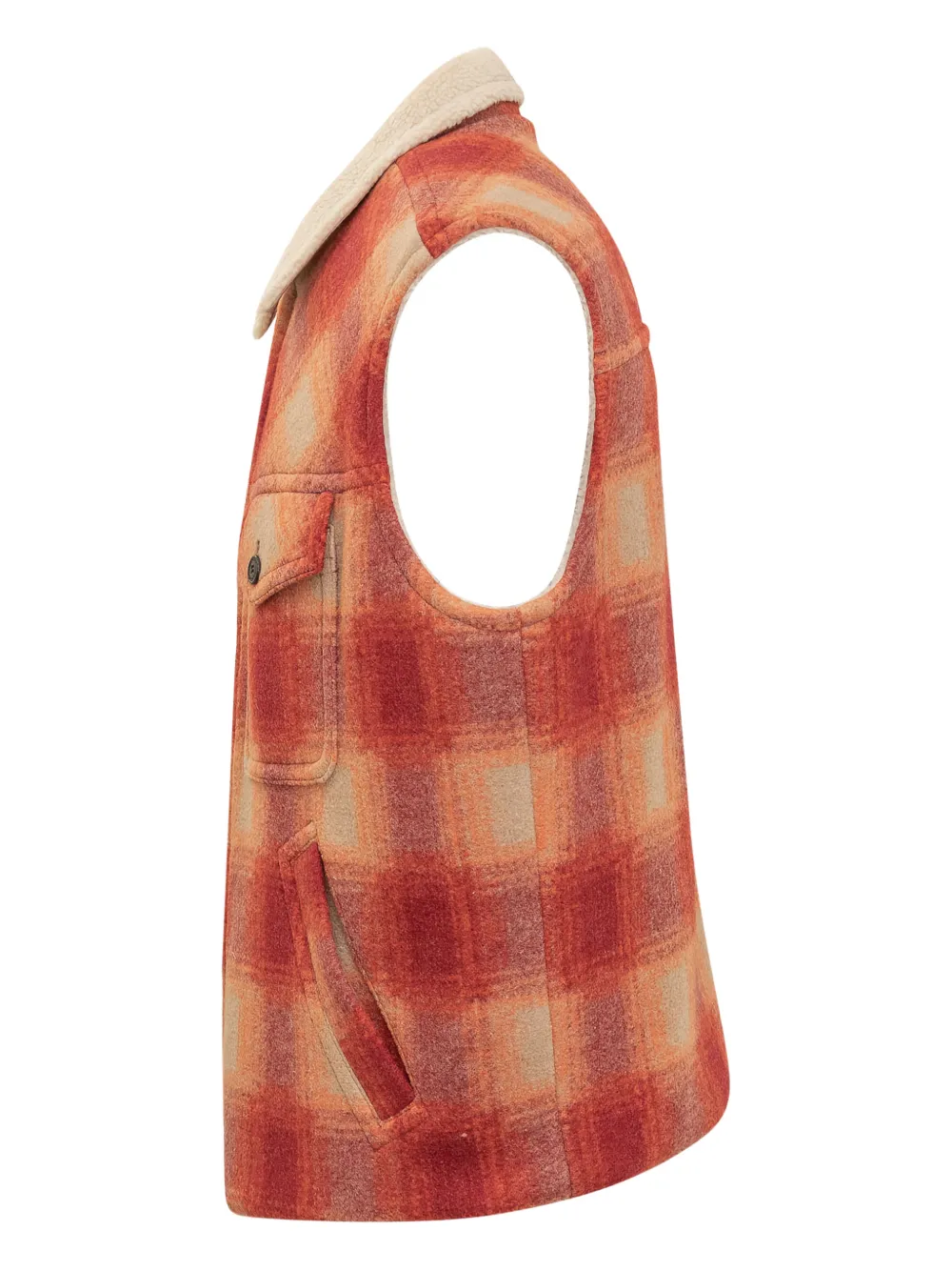 Isabel Marant Plaid Shearling Collar Jacket In Orange