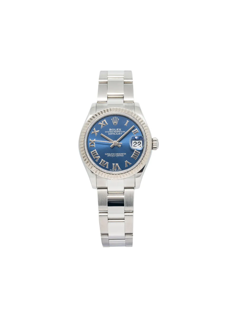 Pre-owned Rolex 18k White Gold Datejust Oyster Perpetual 31mm In Blue