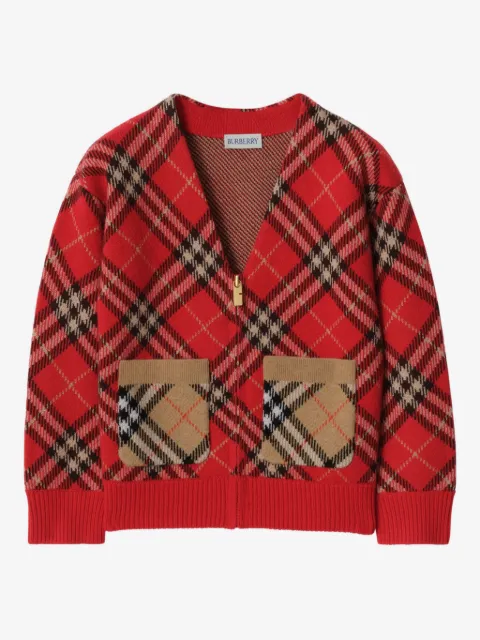 Burberry Kids check zip cardigan