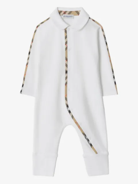 Burberry Kids 格纹边饰连体长裤