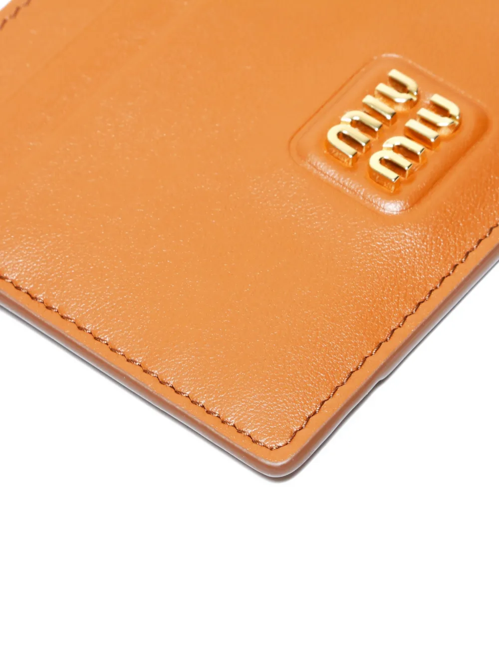 MIU MIU Pre-owned 2020-2025 Logo Leather Cardholder In Brown