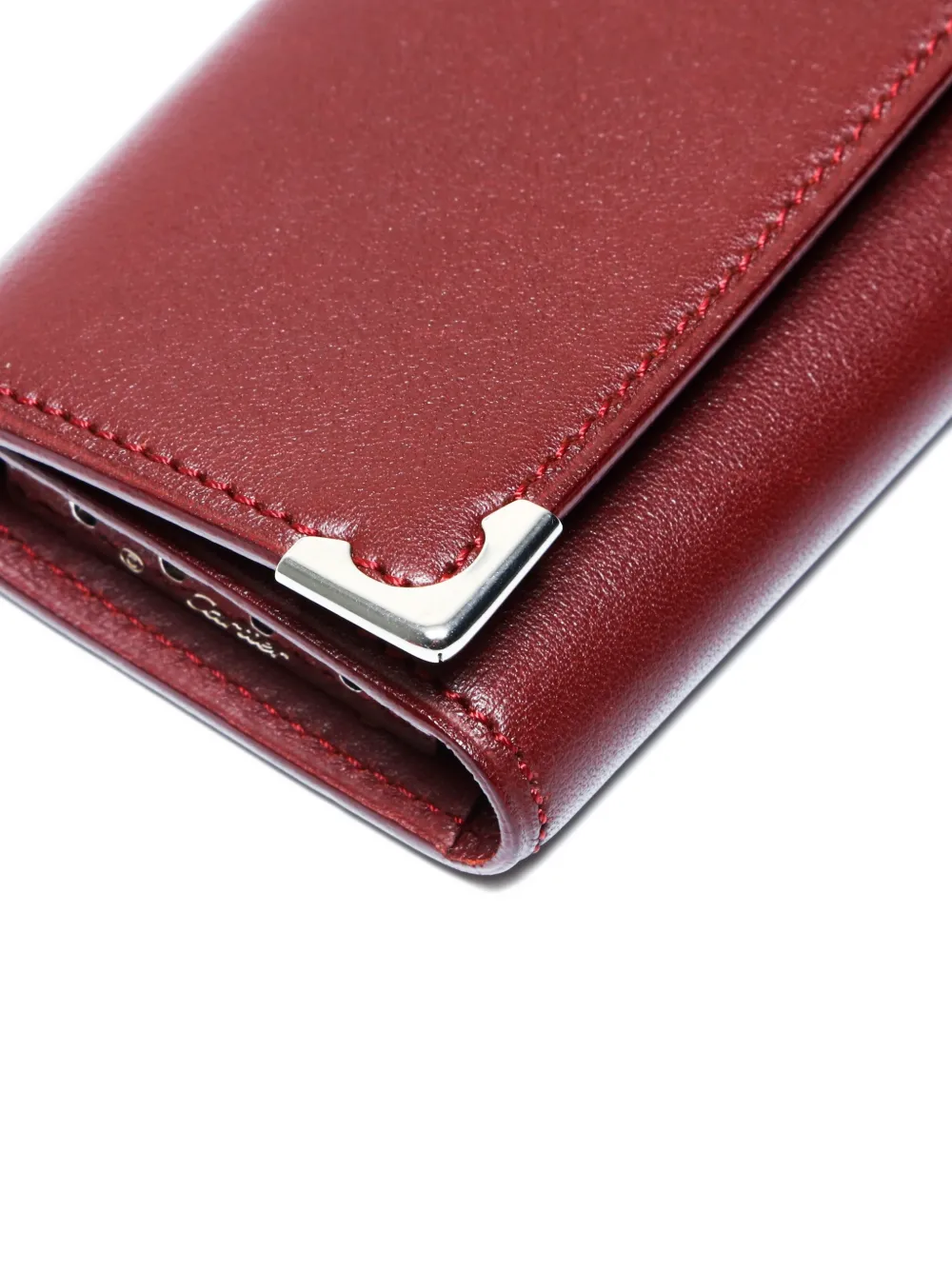 Pre-owned Cartier Must Line Corner-details Key Case In Red