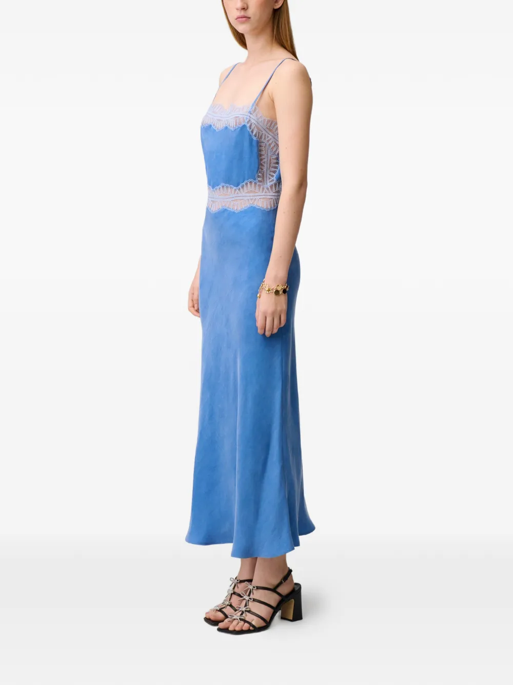 Claudie Pierlot Long Lace Dress | Blue | FARFETCH JO