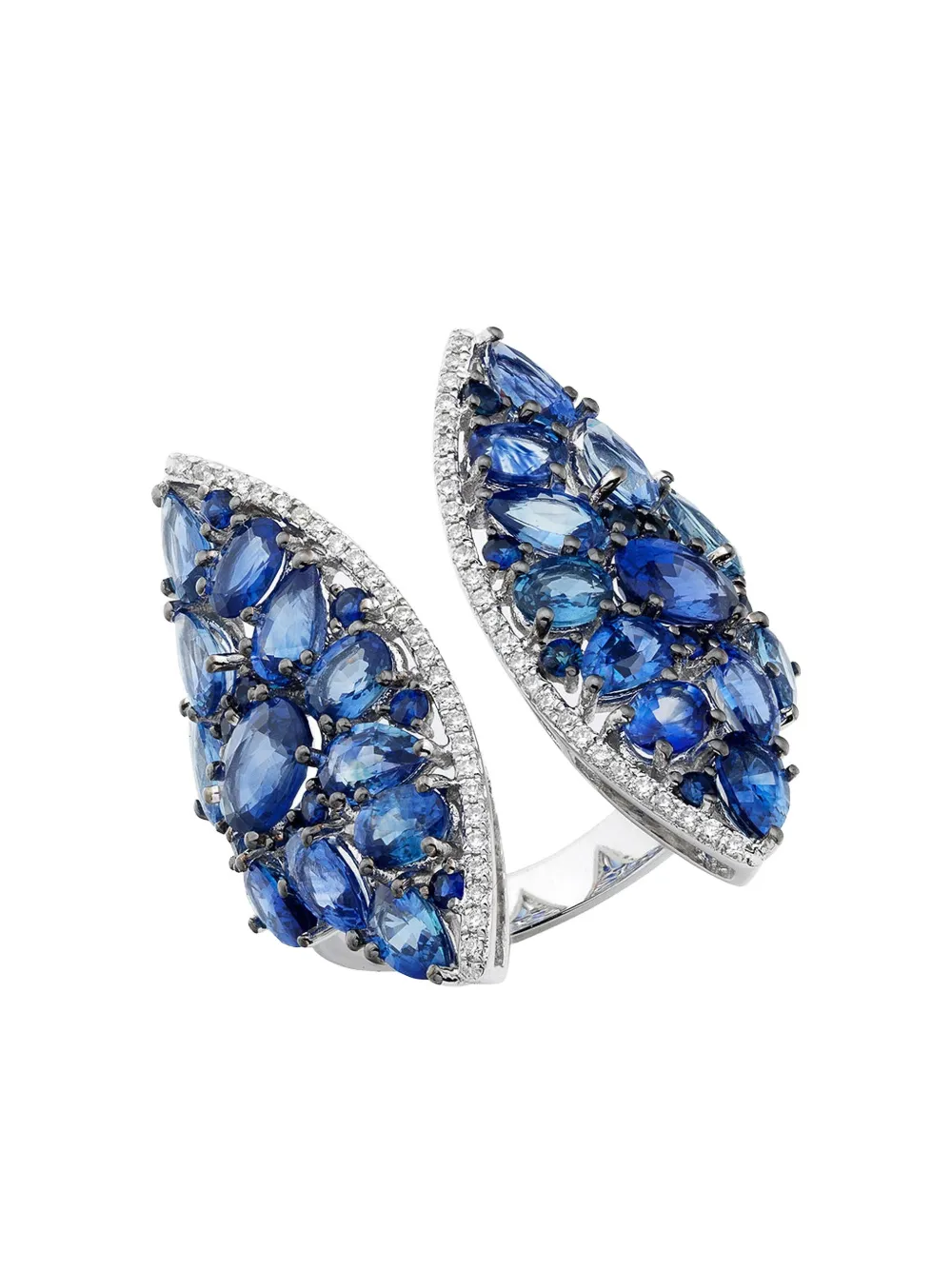 Ruchi New York Silver Sapphire And Diamond Skylight Ring In Metallic