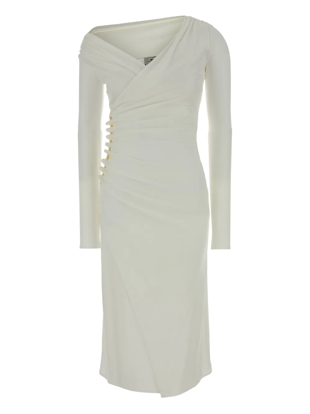 Elisabetta Franchi draped button midi dress | White | Image 1