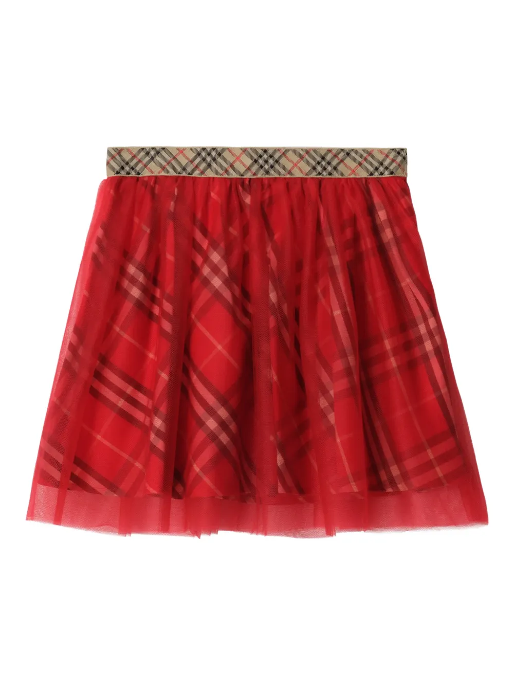 Burberry Kids Geruite tulen mini-rok Rood