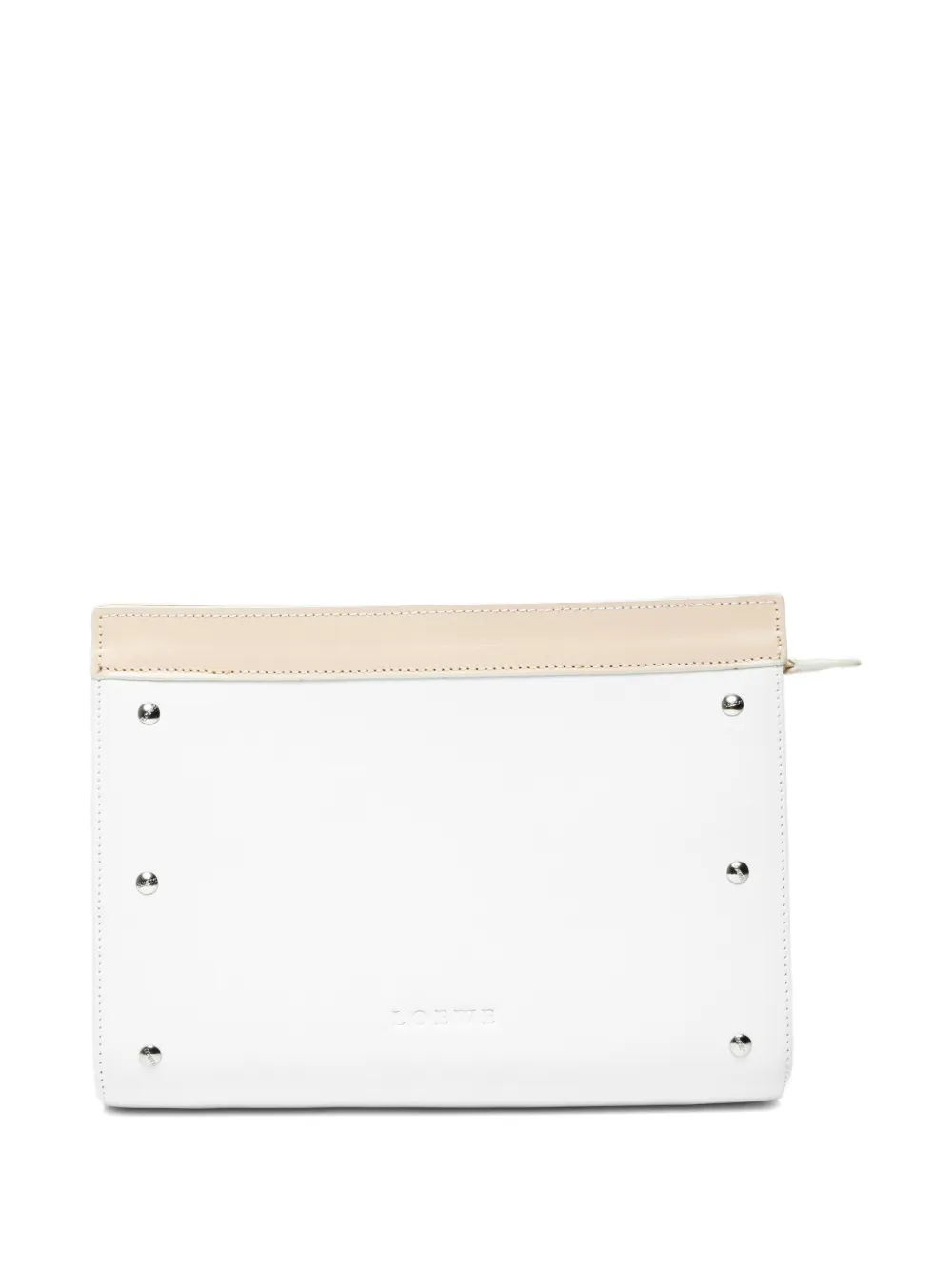 Pre-owned Loewe Studded Pouch In White