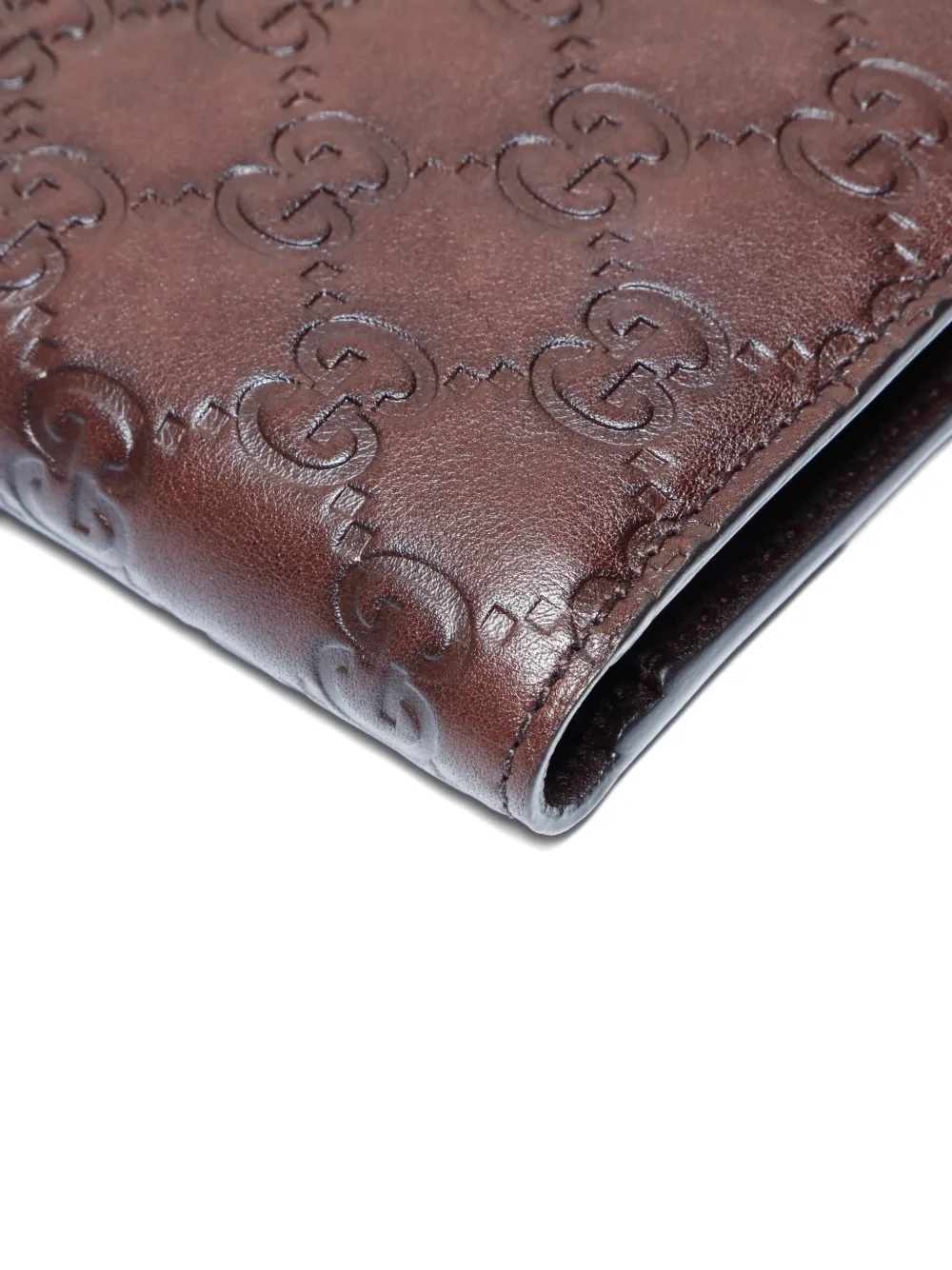 Pre-owned Gucci 2000s Gg Shima Debossed Wallet In Brown